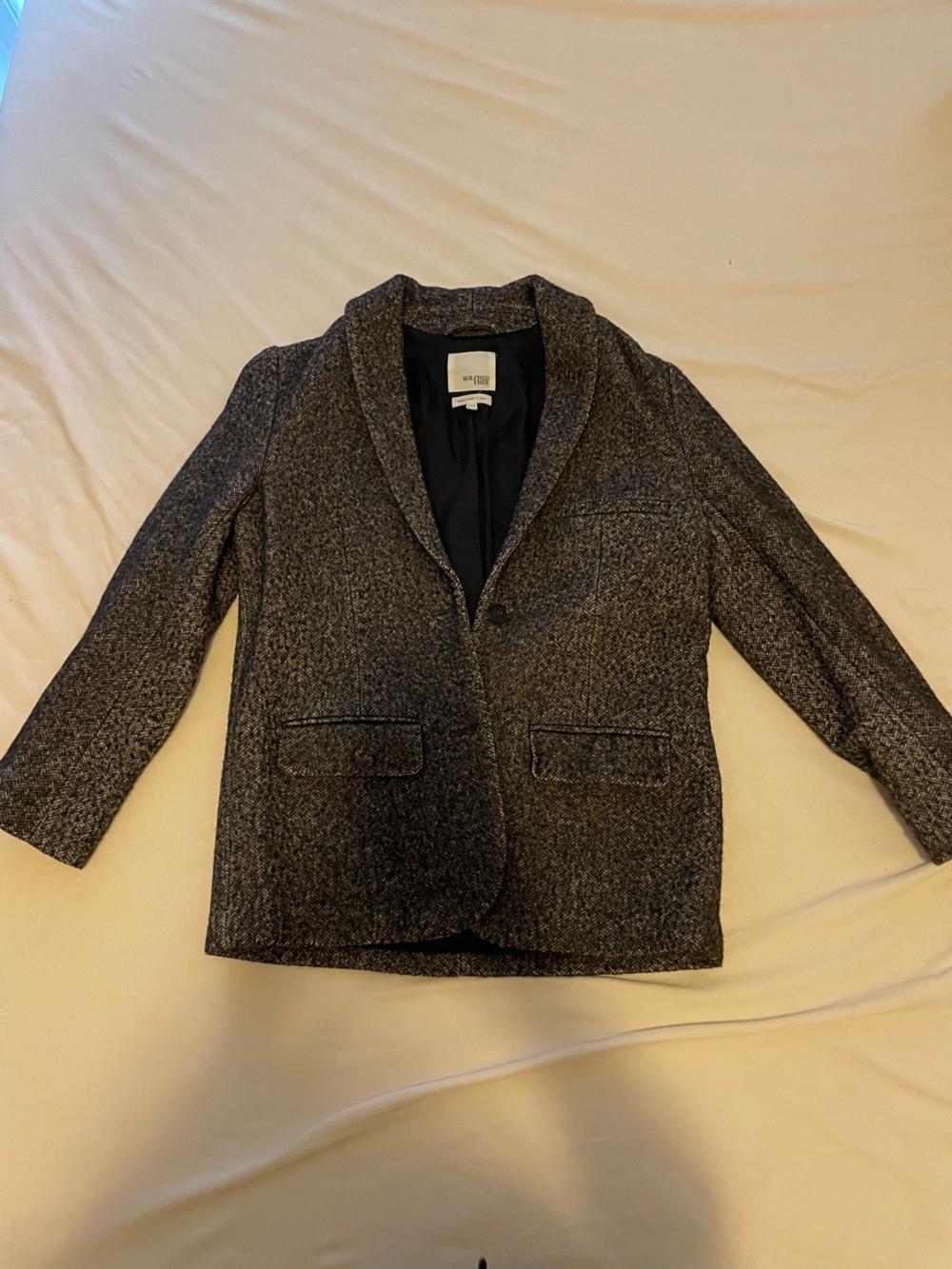 Wilfred Herringbone Tweed Blazer - Charcoal Brown